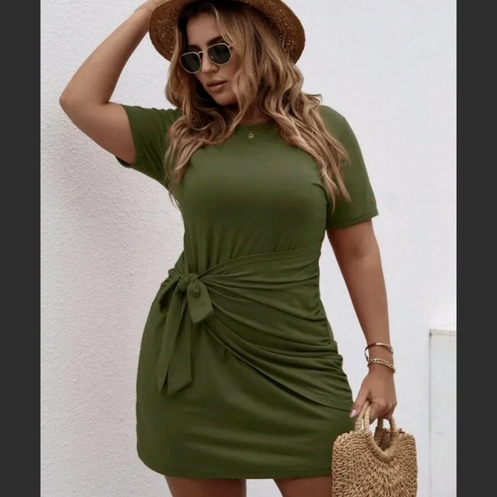 Shein Tie Front Fitted Wrap Dress